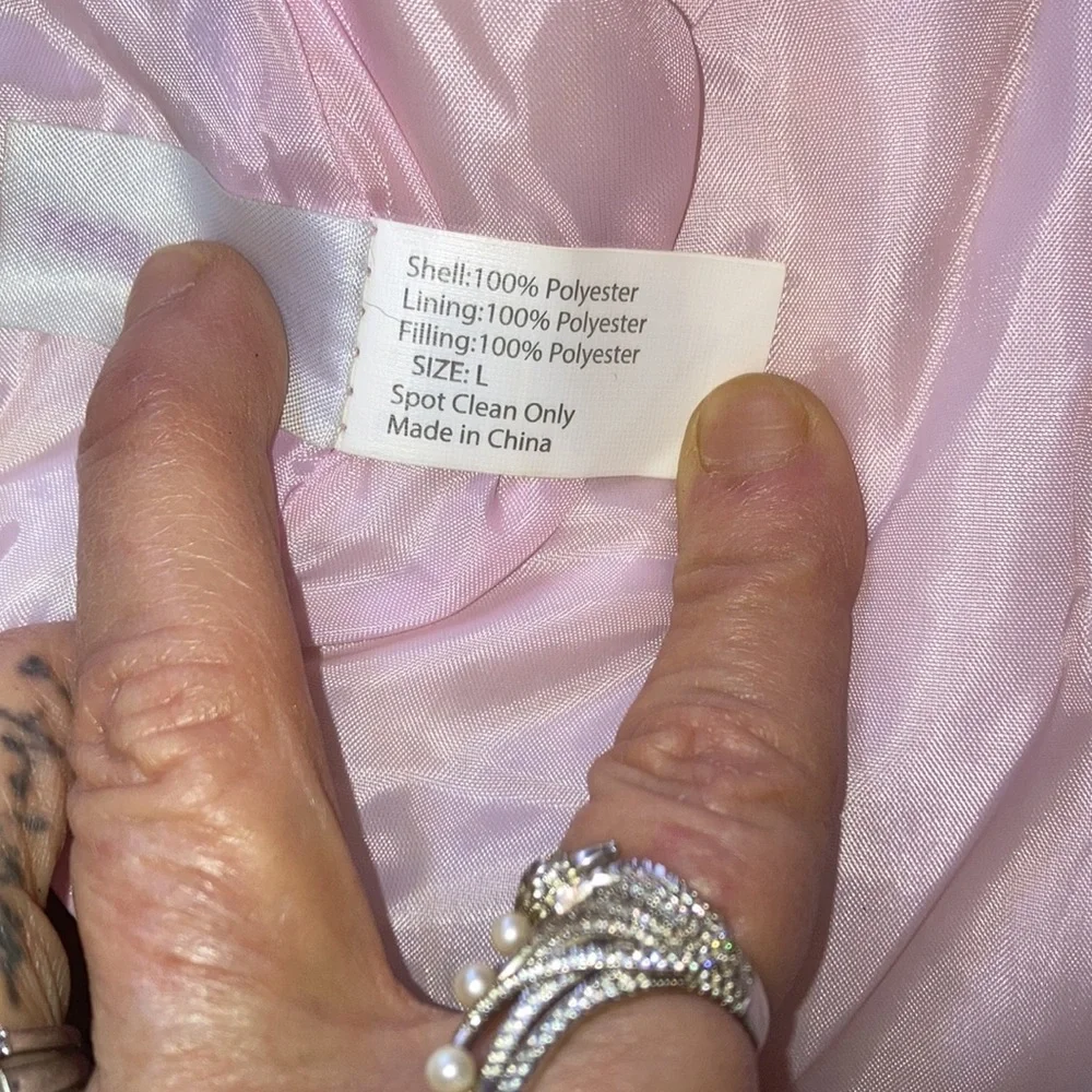 🐾🦴HOST PICK🦴🐾FEMALE DOG WINTER COAT PINK/BLACK VELCRO, LEASH SNAP (NO LEASH) - Picture 9 of 9